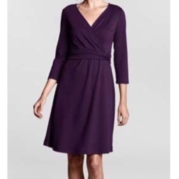Lands' End Dresses & Skirts - Lands' End Ponte Faux Wrap Mini Dress Size S (6 - 8) EUC